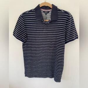 Ben Sherman Polo Shirt Mens Size Small Blue And White Stripe NWT